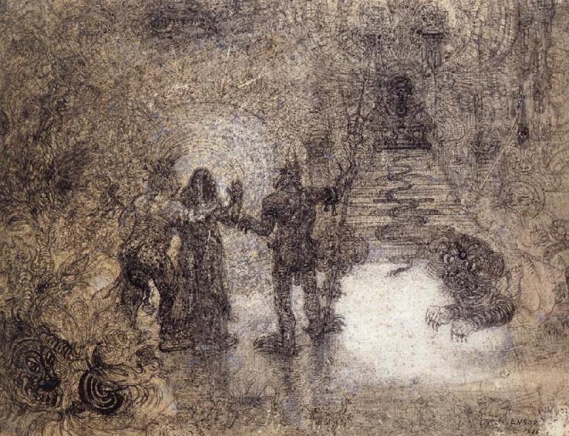 The Devils Dzitts and Hihahox,Led by Crazon,Riding a Wild Cat,Accompany Christ to Hell, James Ensor
